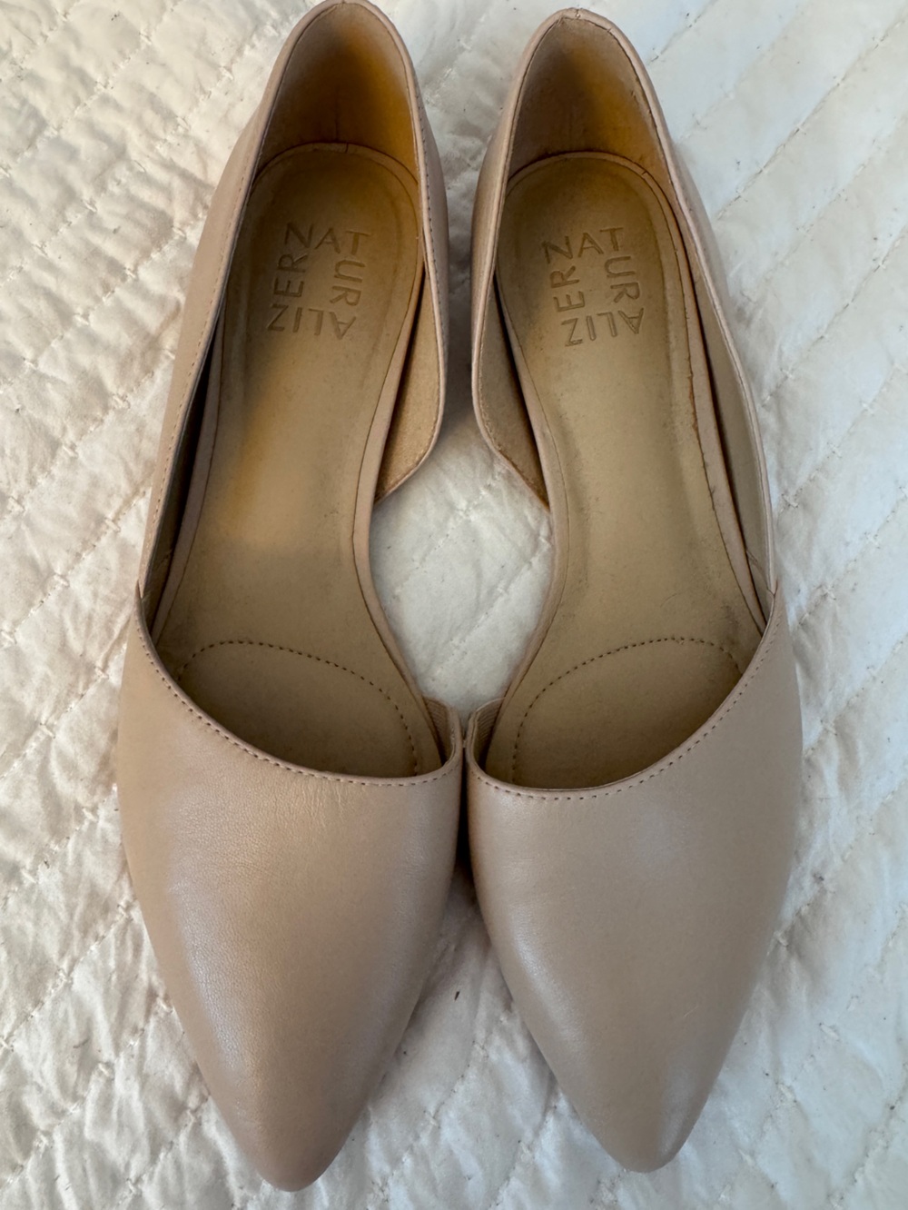 Naturalizer D'Orsay Pointed Toe Flats in Beige